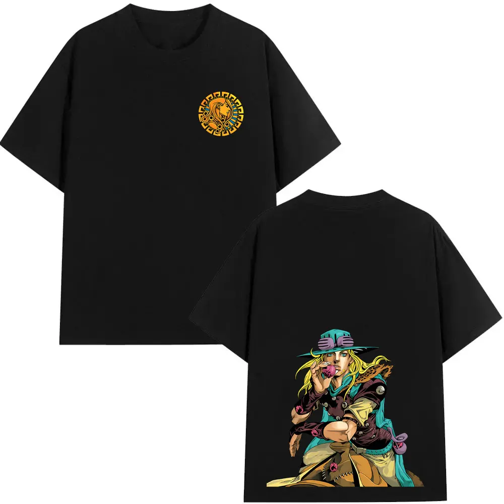 Anime Jojo Bizarre Adventure Steel Ball Run Gyro Zeppeli Merch T Shirts Men Women Manga Vintage Oversized Short Sleeve T-shirts