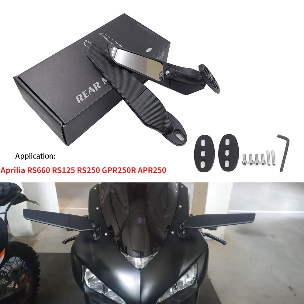 GPR250R Motorcycle Side Mirrors For Aprilia  APR250 RS660 RS125 RS250 Adjustable Rotating Rearview Wing Mirror GPR 250R RS 125