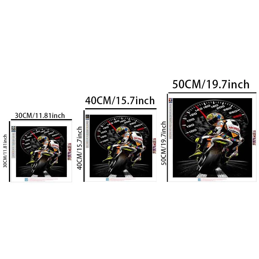 1Pcs, 5D-DIY, Round Diamond Painting Set, Diamond Art, Motorcycle, Rider, Speedometer, Home Decor and Creative Gifts