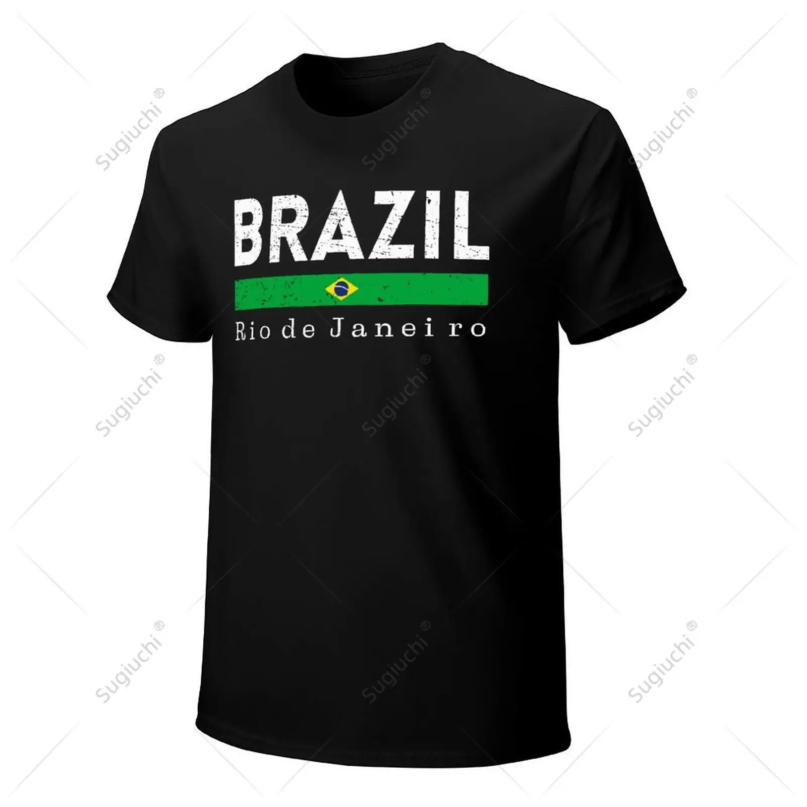 Unisex Men Vintage Brazil Flag Matching Souvenirs from Rio De Janeiro Tshirt Tees T Shirts Women Boys 100% Cotton T-Shirt