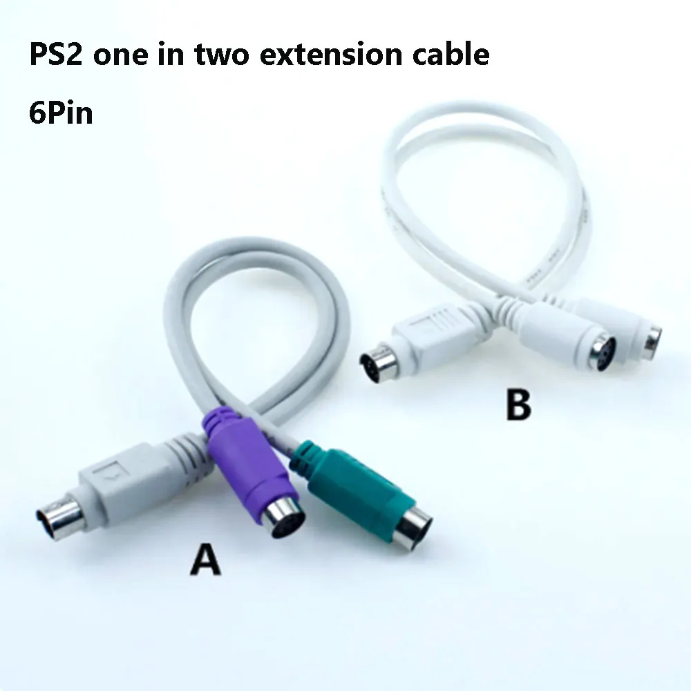 PS/2 1/2 Splitter Adapter Cable 6Pin Mini Din Male to 2 Female connection Adapter for Mouse Keyboard Card Reader Laser Scanner