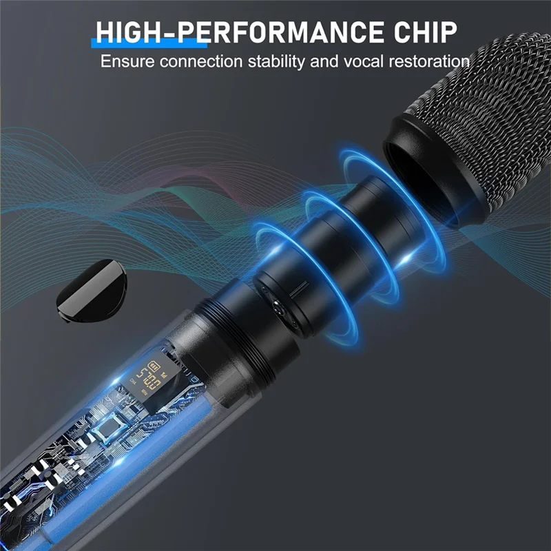 

NALFI-Wireless Microphone System Handheld Dynamic Microphones, Dual Wireless UHF Channels, 330Ft Range, Microphone For Karaoke D
