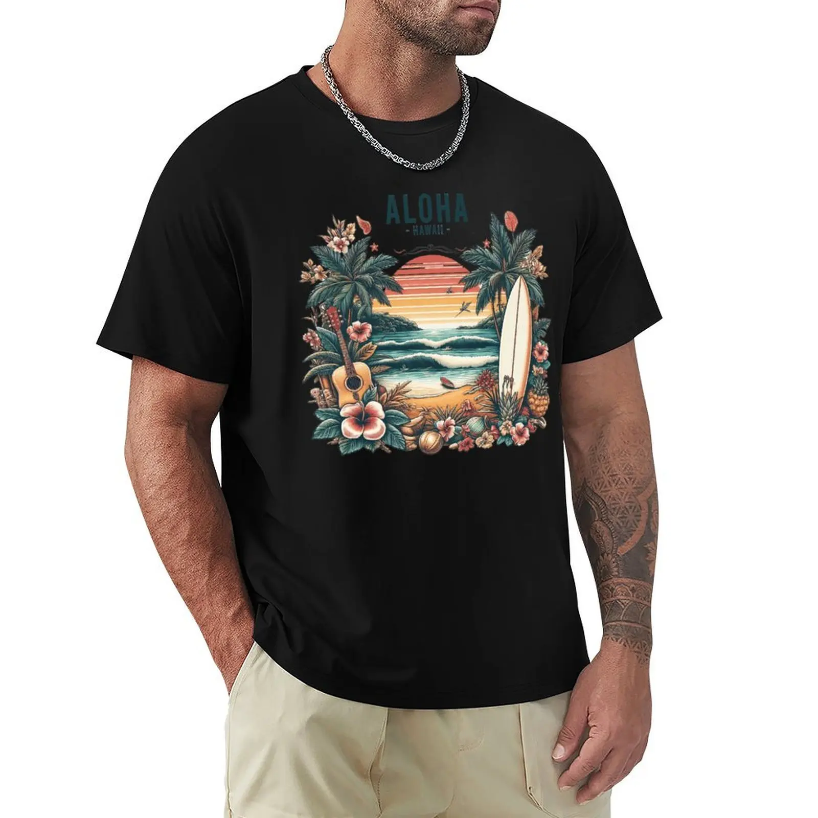 

Hawaii Vintage Beach Vibes T-Shirt sweat anime shirt Funny t-shirt men tshirt