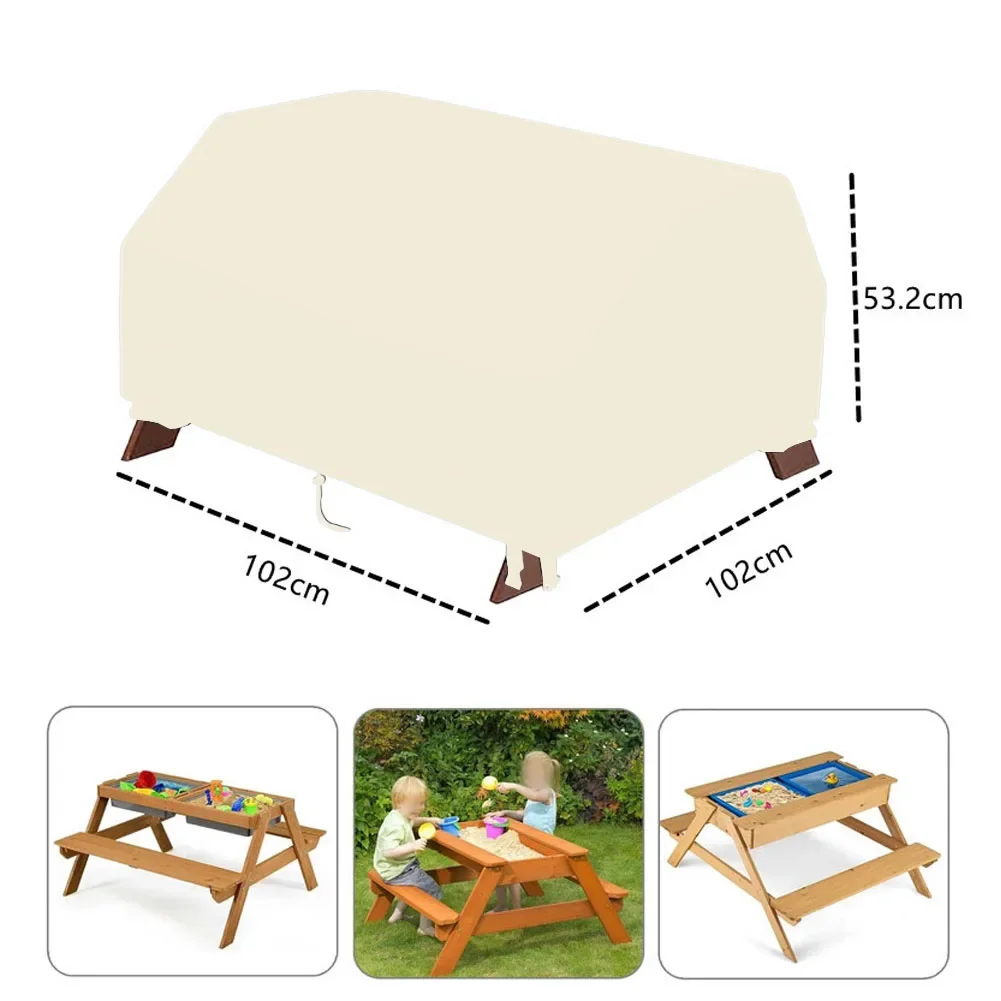 

Sand And Water Activity Table Kids Picnic Table Cover 210D Polyester Fabric Adjustable Cords Quick Installation