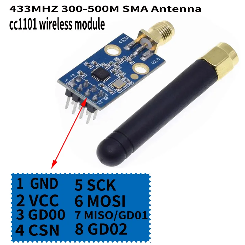 CC1101 wireless module with external antenna with rich routines