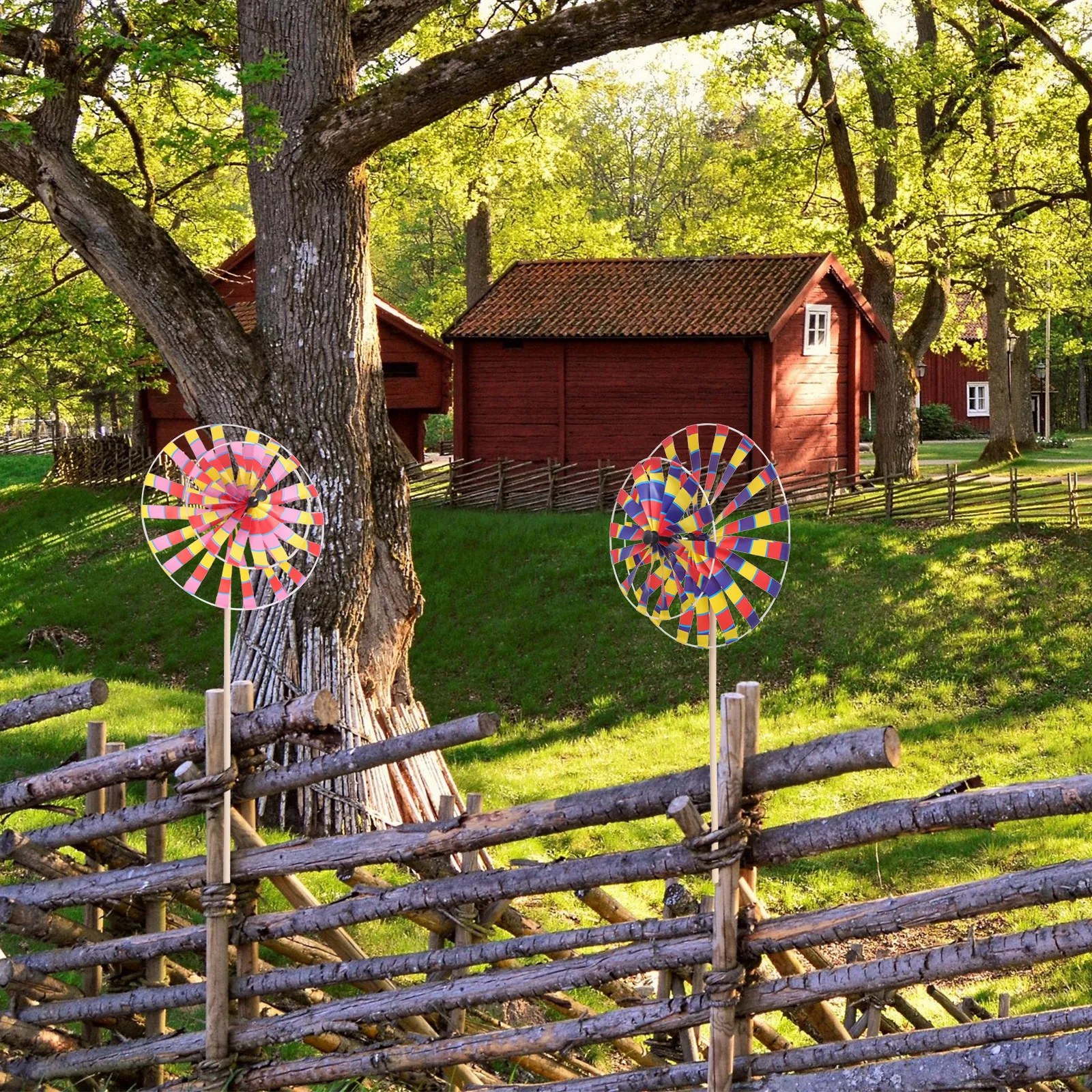 3Pcs Windmill Colorful Round Outdoor Pinwheels Children Garden Decoration Party Fun Festival