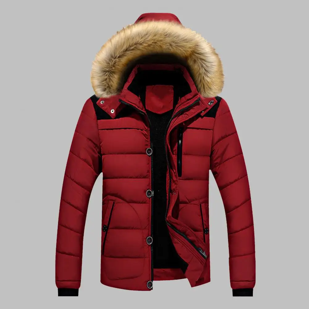 Piumino invernale Extra spesso manica lunga altamente caldo imbottito collo alto giacca da uomo staccabile cappello bordo giacca invernale cappotto