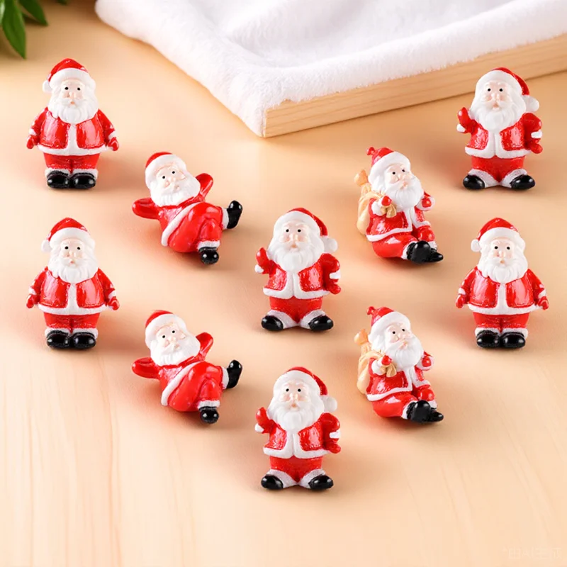 

10pcs Christmas Miniature Snowman Statue Resin Xmas Decor For Home Bedroom Desktop Garden Party Favors Ornament
