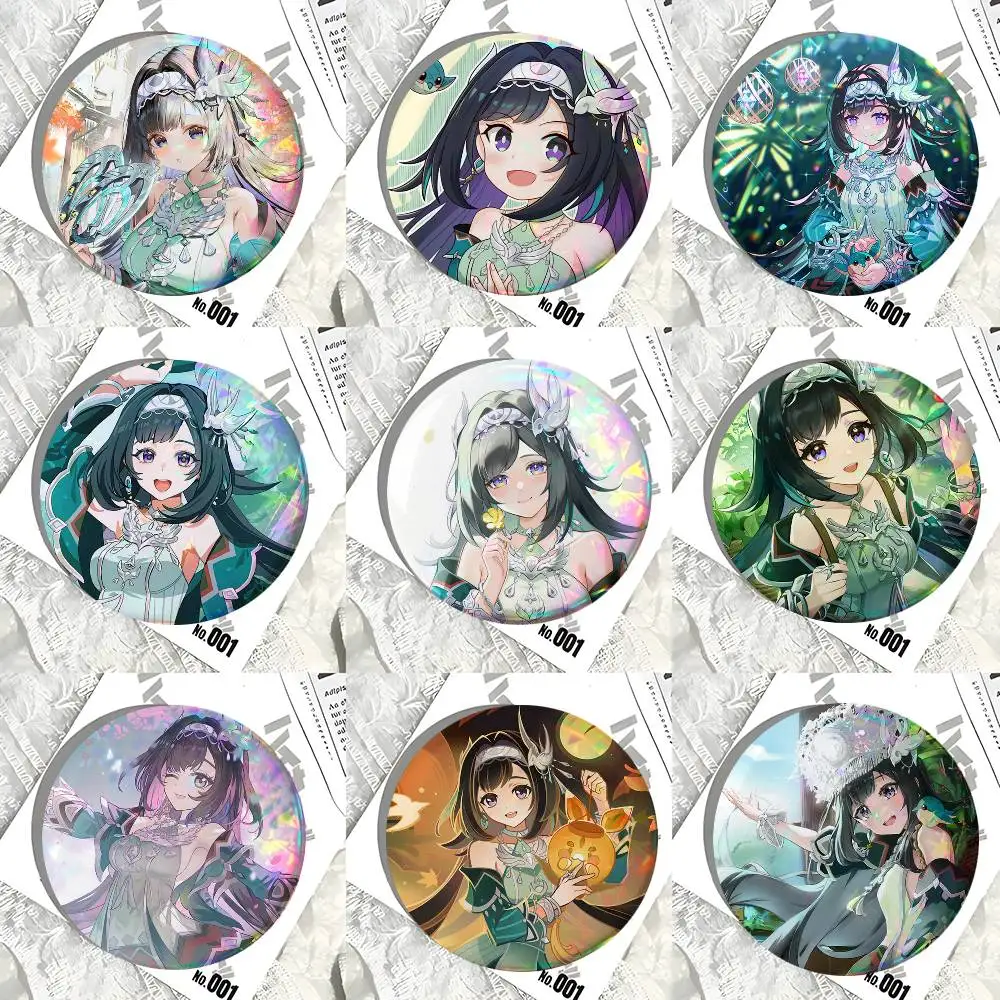 Anime Game Genshin Impact Characters Lan Yan Round Badge Lapel Pin Backpack Clothing Jewelry Accessories Gift Brooch