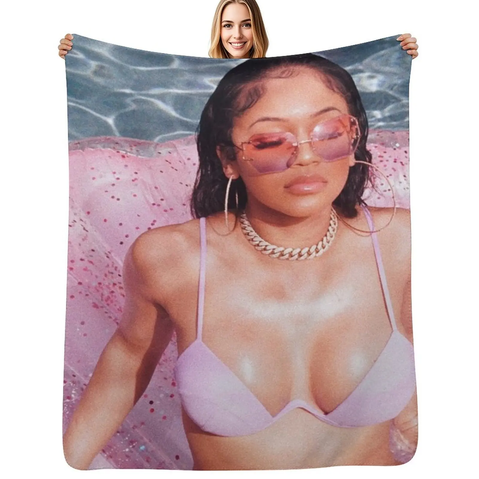 Saweetie Throw Blanket Warm Cozy Throw Blanket for Living Room Couch