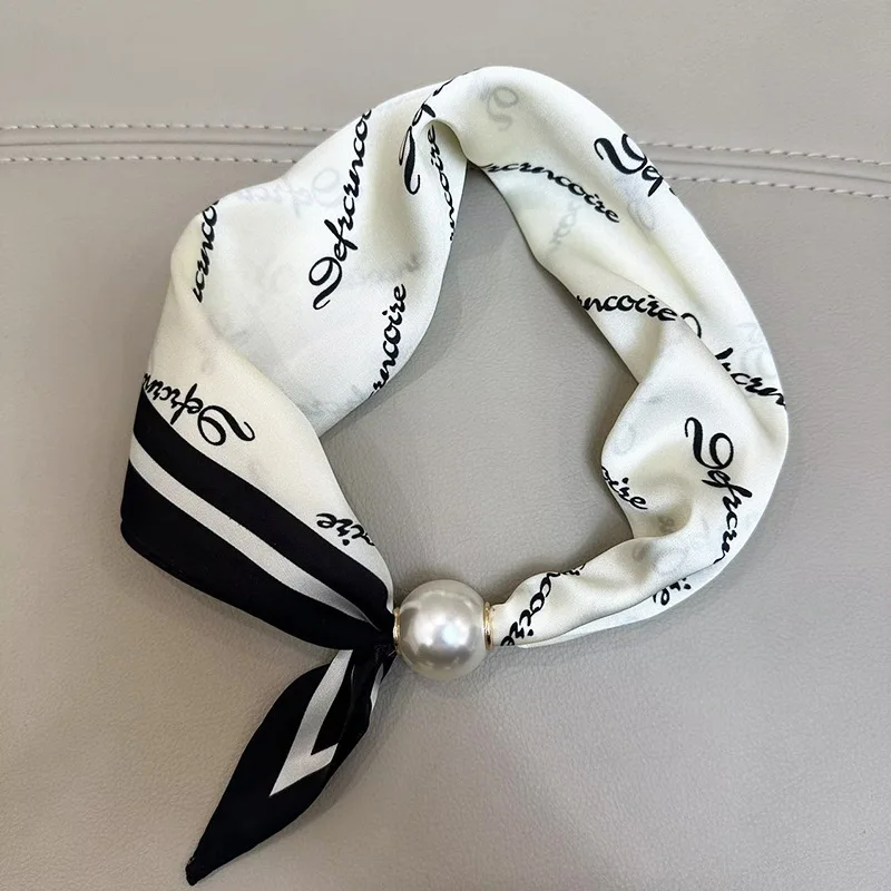 Elegante Parel Staart Magnetische Sluiting Sjaal 2025, Zomer Nieuwe Veelzijdige Ademende Mode Artistieke Accessoire Hals Wrap Sjaals
