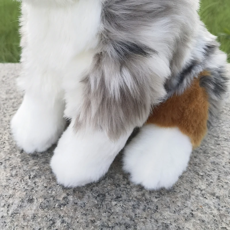 Australian Shepherd Dog High Fidelity Cute Plushie Dogs Plush Toys Lifelike Animals Simulation Stuffed Doll Toy Gifts For Kids