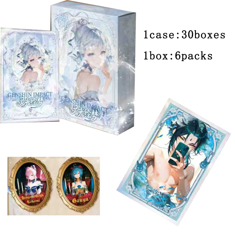 

Genshin Impact Collection Cards Acrylic Color Paper 10x15cm Keqing Zhongli Anime Art Collector's Gift