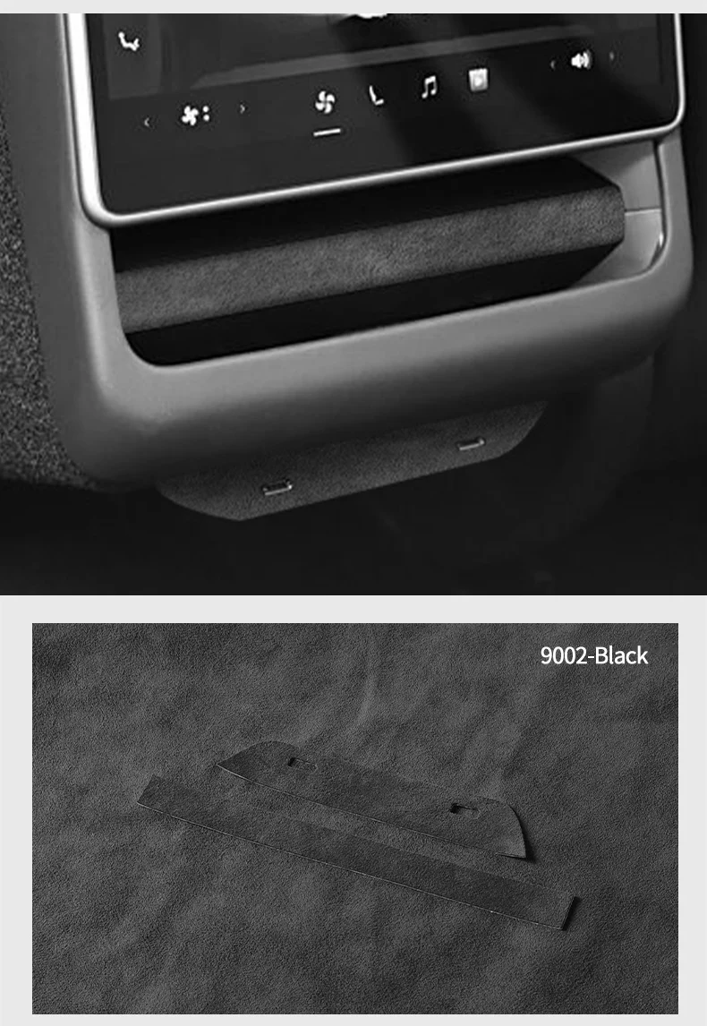 Für Tesla Model Y Juniper / Model 3 Highland aus Alcantara Hinterer Luftauslass-Zierleiste Aufkleber Auto-Innenausstattung Tuning-Zubehör – Detail 7