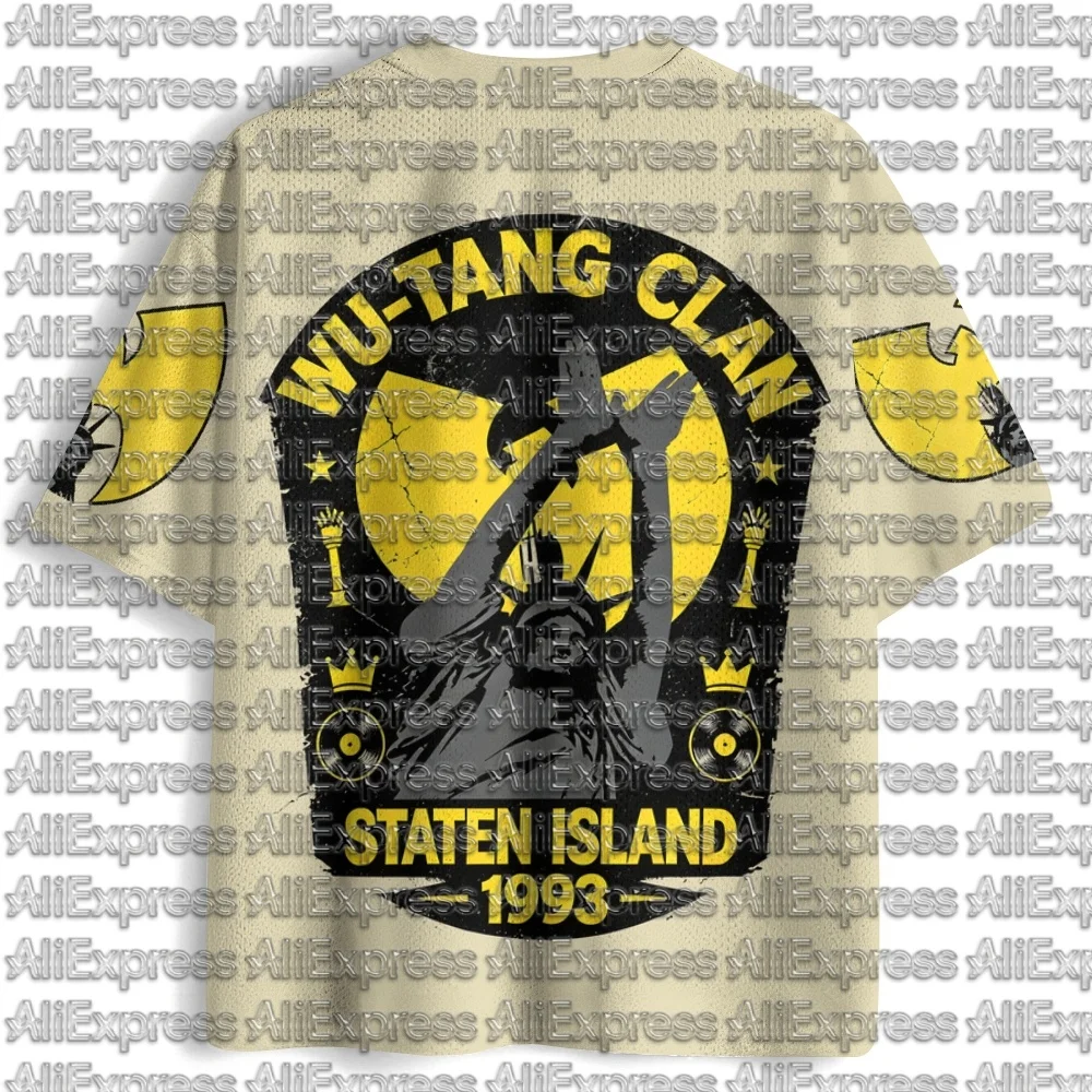 Wu Tang 1993 Pattern Men's Mesh V-neck Short Sleeved T-shirt Retro New York Hip-hop Rap Men's and Women's Street Sports Top - view 3