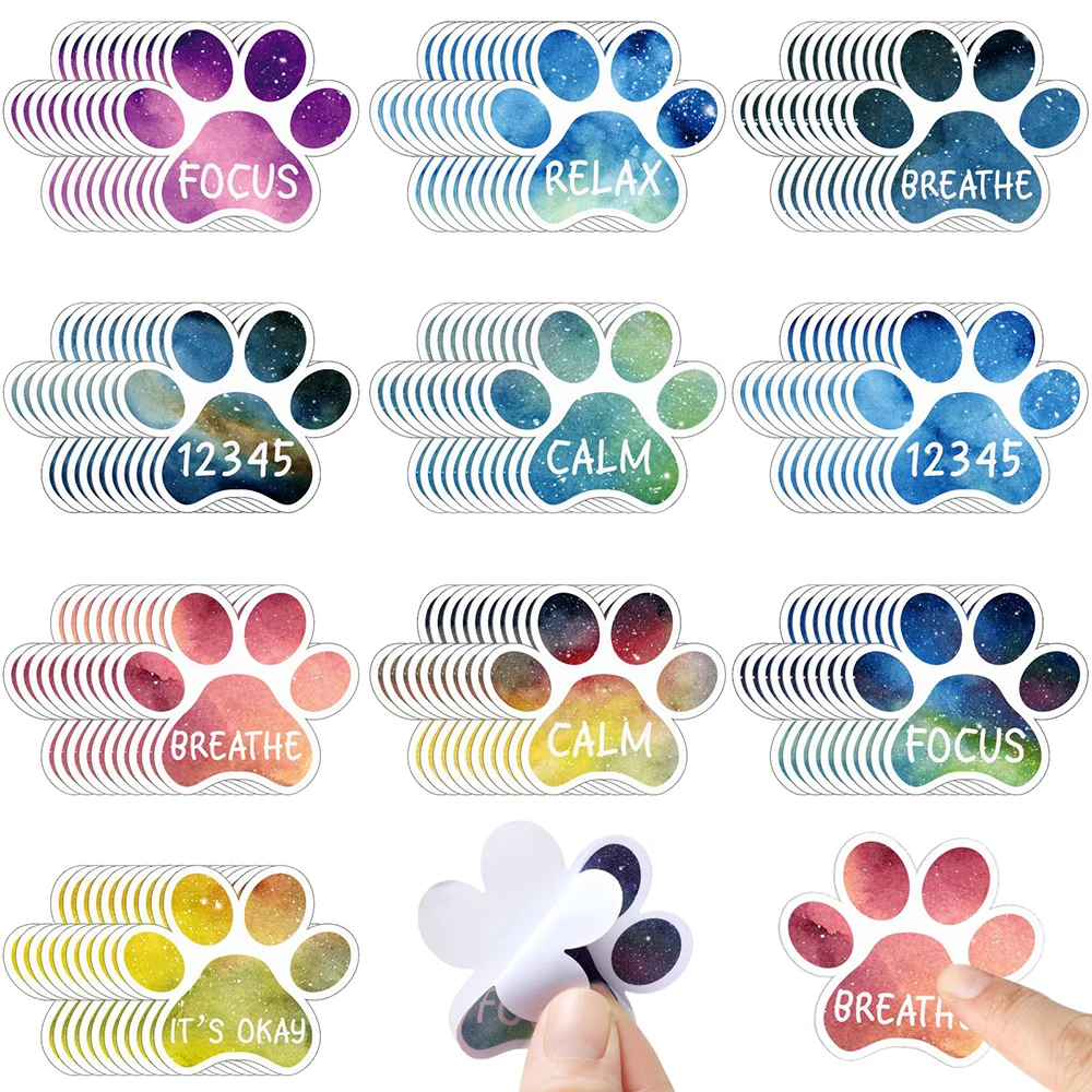 10pcs/set Anxiety Relief Sensory Stickers Paw Stress Breathing Stickers Different Textures Sticker for Mental Health Adults