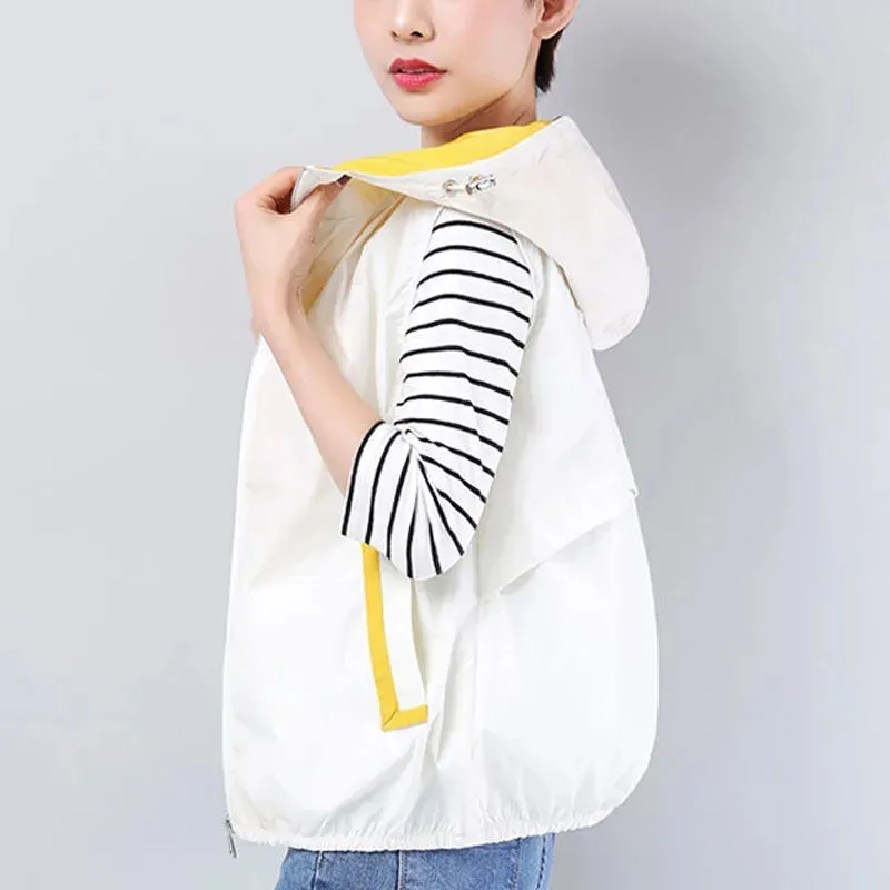 Lined Women Vest Spring Summer Waistcoats Hooded Fashion Leisure Sports Vests Lining Sleeveless Jacket Loose Sleeveless Coat