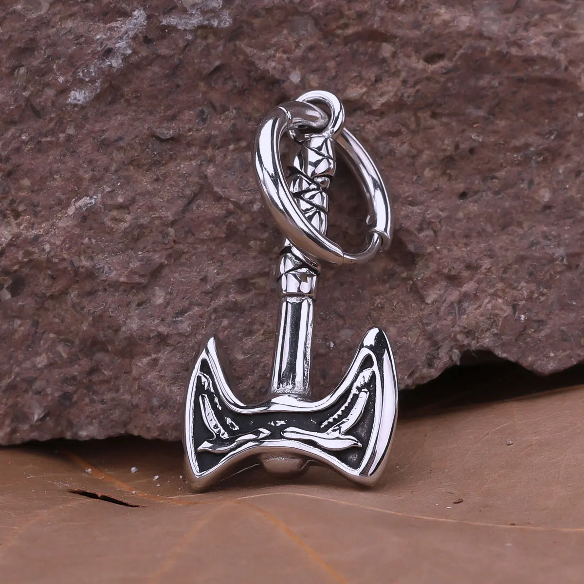 Nordic Mythology Odin Raven Huginn Muninn Pattern Axe Drop Earrings Vikings Stainless Steel Warrior Weapon Dangle Earring Gift