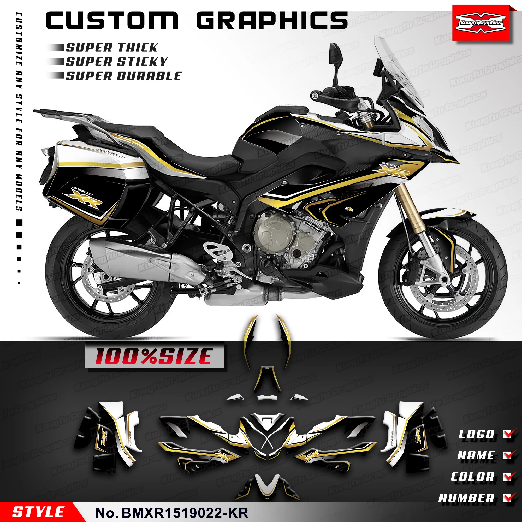 

KUNGFU GRAPHICS Motorcycle Stickers Adhesive Decals for BMW S1000XR S 1000 XR 2015 2016 2017 2018 2019, BMXRBOX1519022-KR