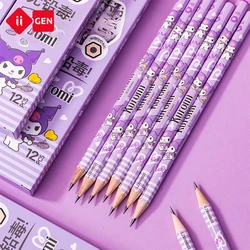 Sanrio 12pcs/set Wooden Pencil Kuromi Hexagonal Writing Penci Student Pencil Creative Writing Pencil School Student Stationery