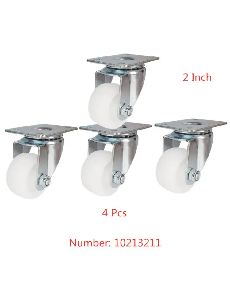 

(4 Packs ) Medium-sized 2-inch White Nylon Moving Wheel Mute Wear-resistant Cabinet Shelf Toolbox Cart Caster Factory Direct