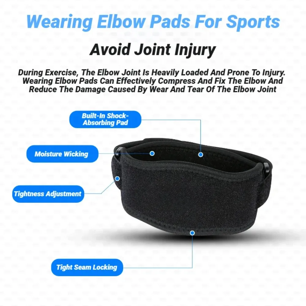 Elbow Brace for Tennis Golfer Badminton Sports Protection Adjustable Arm Band Compression Pad Tendonitis Pain Relief Men Women view 5