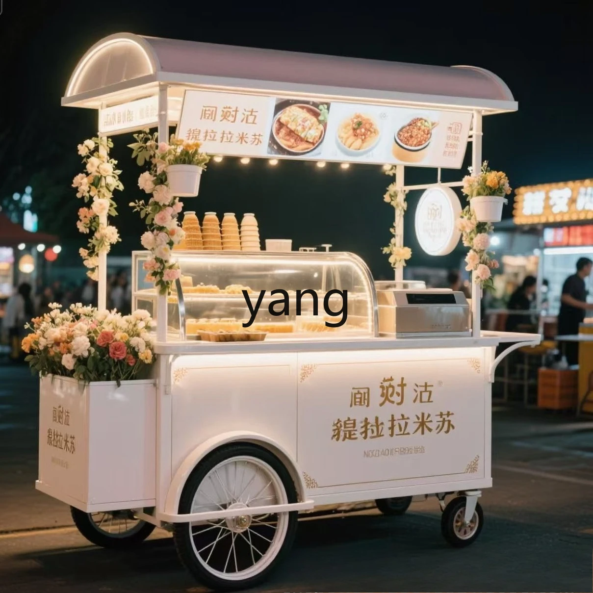 LH， shopping mall mobile stall trolley popular cake coffee cart gourmet dessert