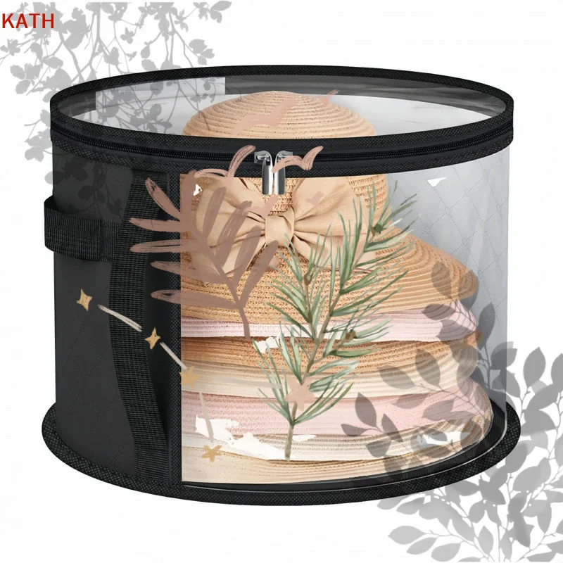 Organize Hats On The Go! Clear Portable Collapsible Hat Storage Bag, Zippered Front Window Fabric Organizer