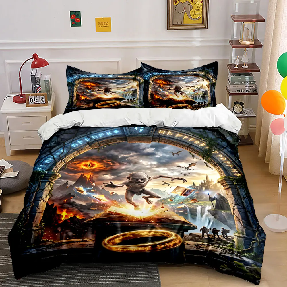Middle-earth Fantasy Adventure with the Ring Print Bedding Set 1 Duvet Cover 2 Pillowcases for Adult and Children Luxury Gift