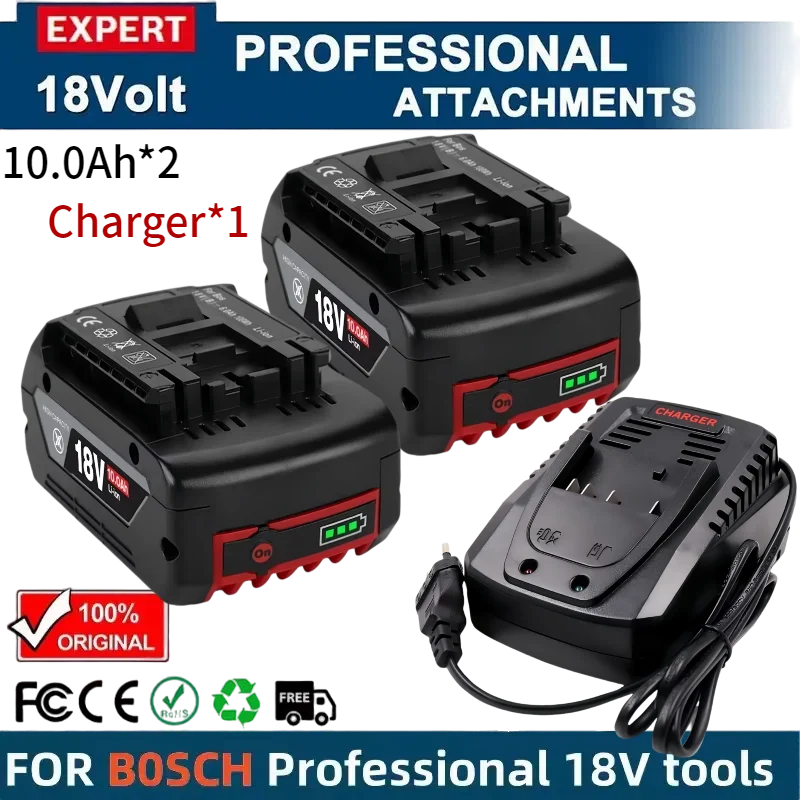 

For BOSCH Authentic 18V 10Ah LITHIUM-ION BATTERY GBA 18V 10.0Ah 18V Professional GBA GSR GSB BAT618 BAT609 w/Fuel Guage⚡