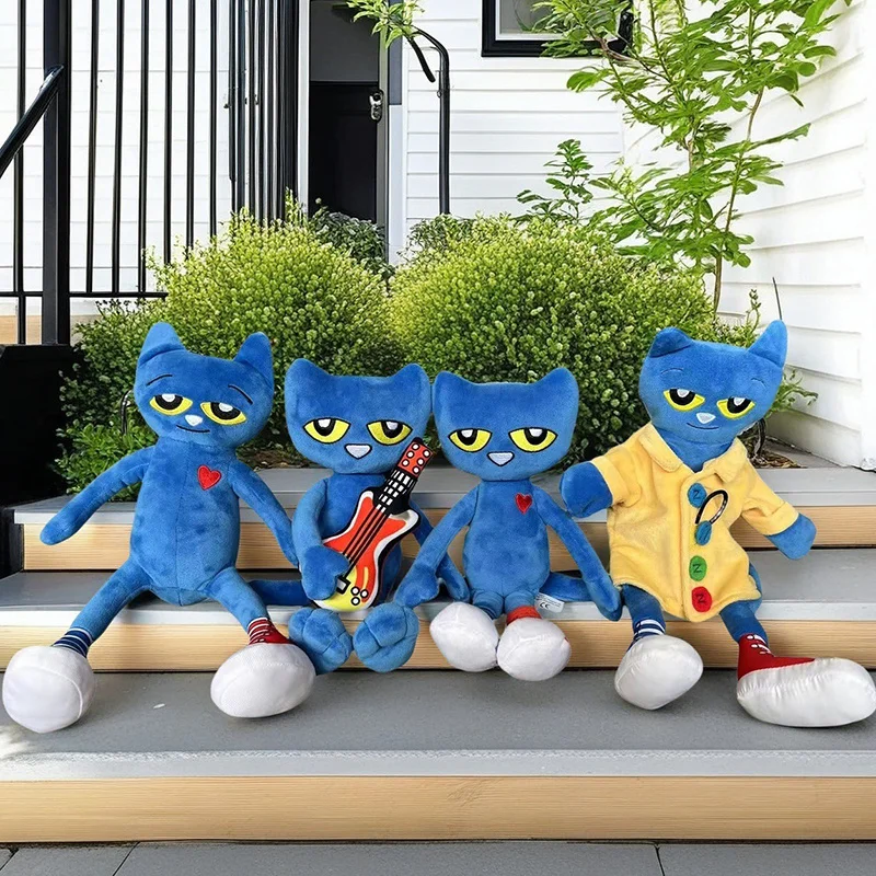 

Cartoon Pete the Cat Plush Toy with Guitar Stuffed Doll Hand Puppet Family Role Play Soft Cushion Pillow Fans Birthday Xmas Gift