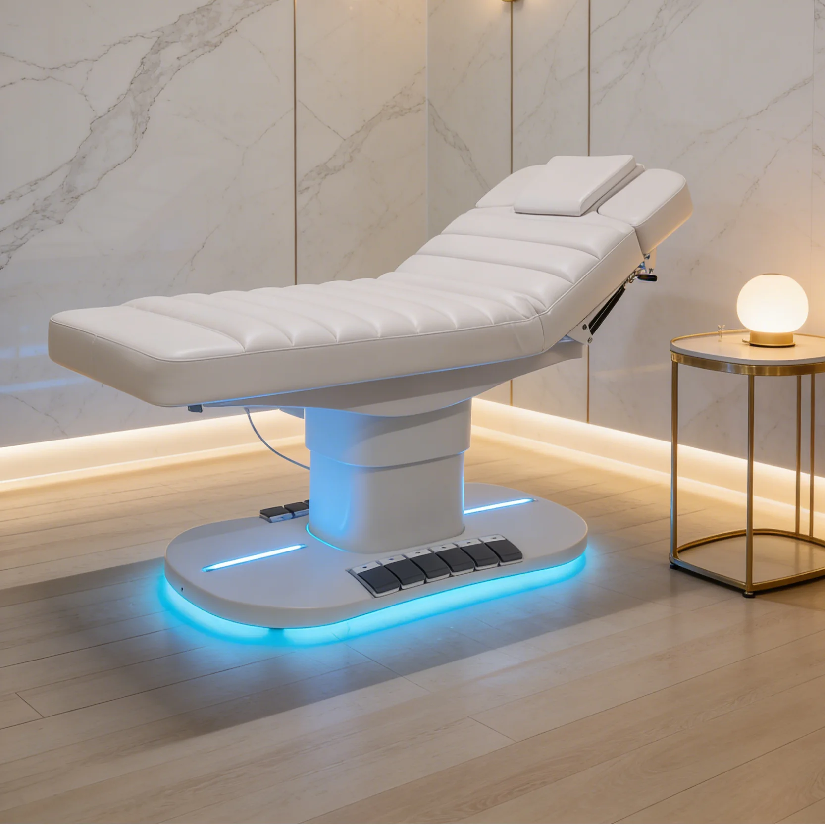 New Electric Adjustable Luxury Modern Durable Metal Beauty Bed LED Light 3 Motor High-Density Sponge Built-In Headrest CE