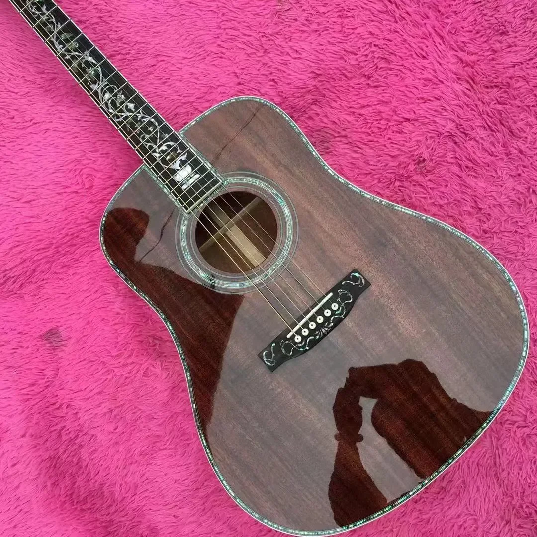 

NEW 41" Acoustic Guitar With Acacia Back . Deluxe Abalone Shell Inlay, Ebony Inlay Tree Of Life Fretboard,