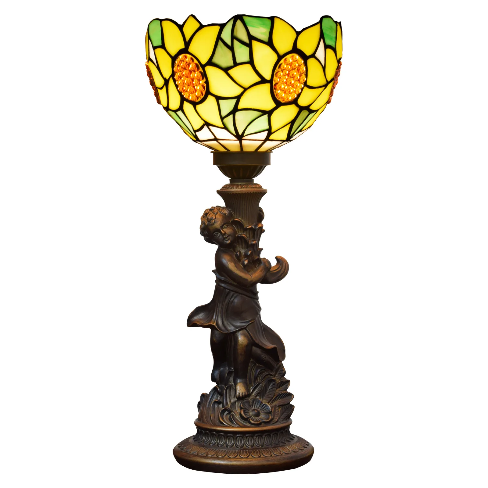 8 Inches Tiffany European Desk Lamp Floral Garden Lamp Hand-Painted Glass Decorating Living Rooms Tiffany Table Lamp