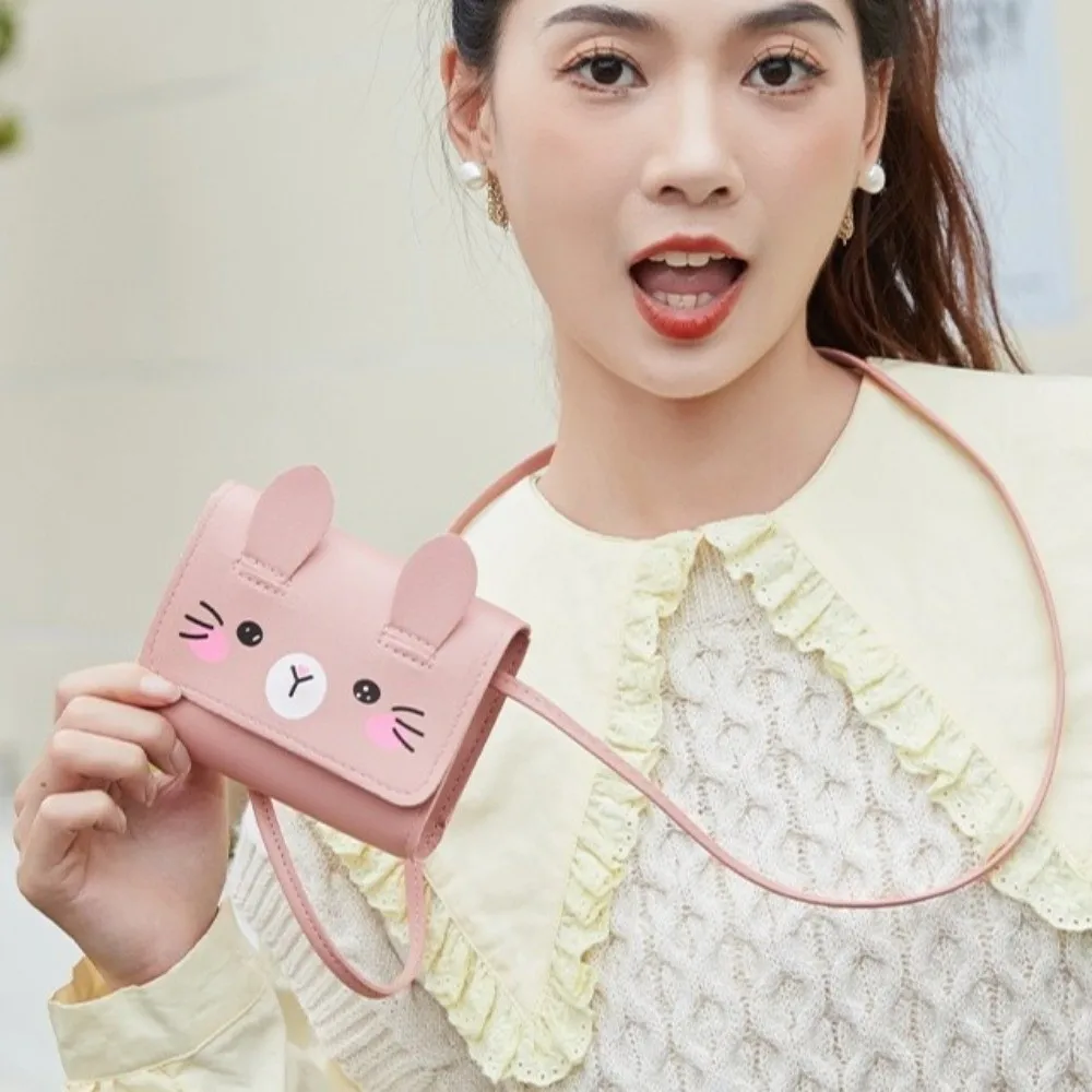 Fashion Portable Children's Mini Handbags Adorable Mini Size Easter Rabbit Crossbody Bag PU Leather Sweet Coin Purse Dress-Up