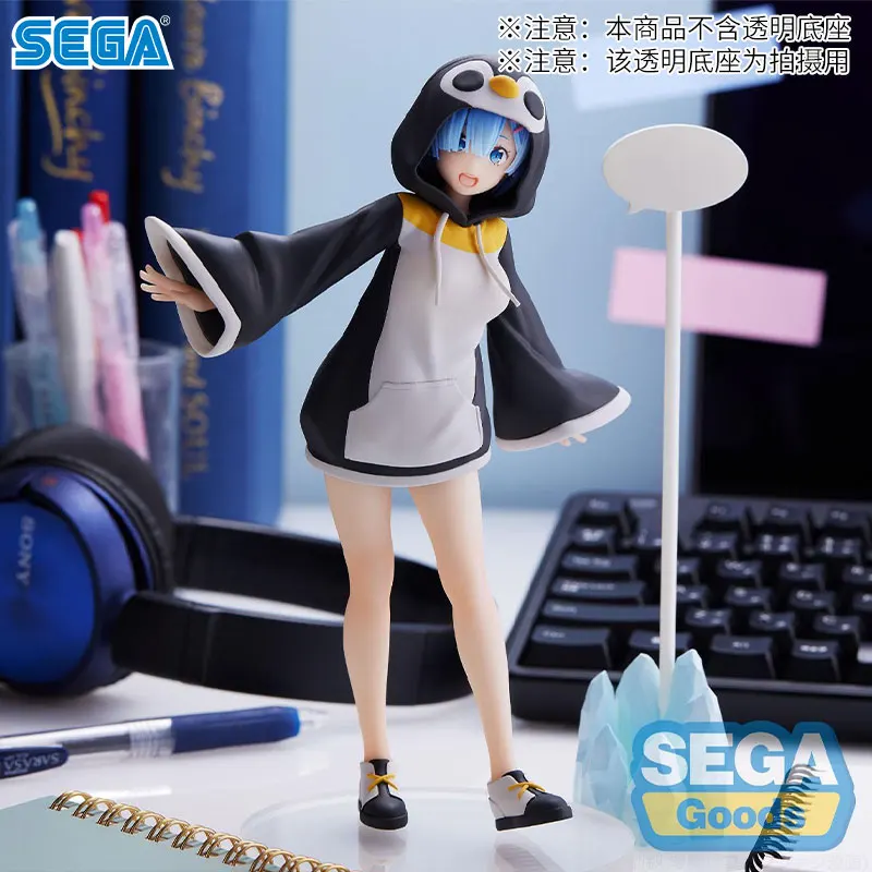 Bandai Life in Another World From Scratch Rem Ram Penguin Suit  Action Figures Anime Figure Kawaii Model Holiday Gift 1/144