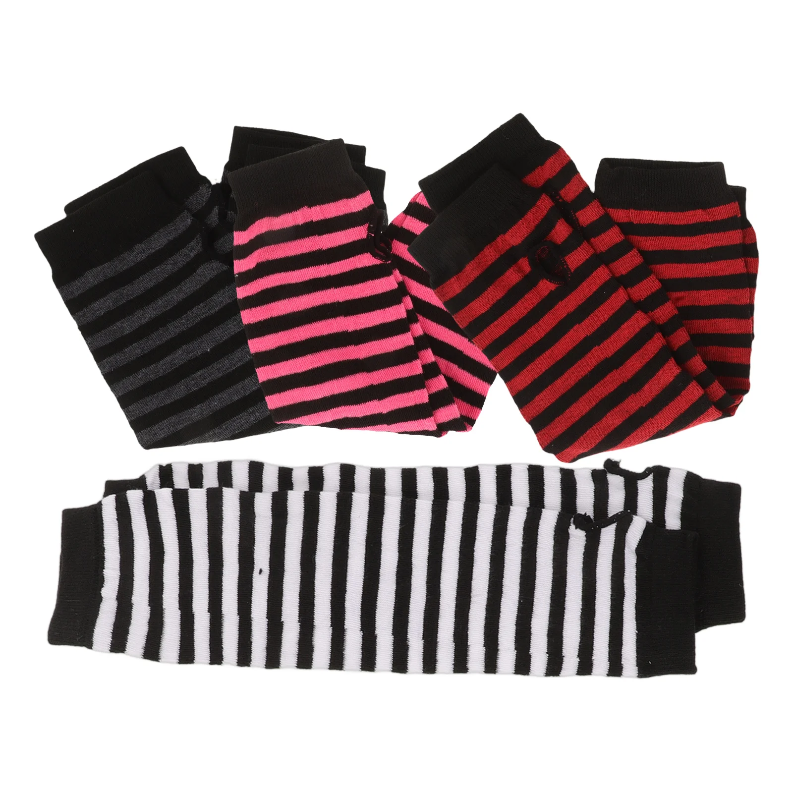 

Women Half Finger Gloves Arm Warmers Striped Elbow Length Polyester Cozy Soft Touchscreen Mittens Winter Autumn