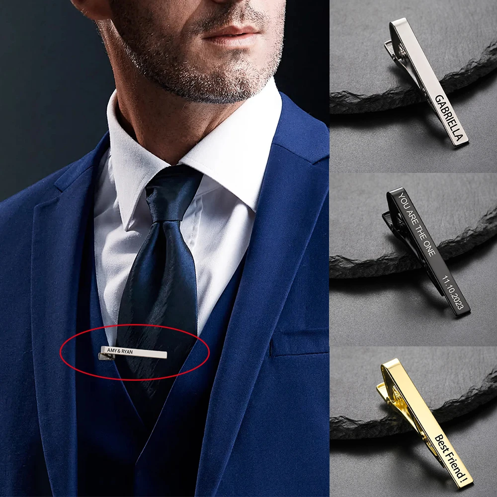 

COOLTIME Custom Letter Tie Clip for Men Stainless Steel Trend Personalized Engraved Name Tie Clip Jewelry Bussness Gift