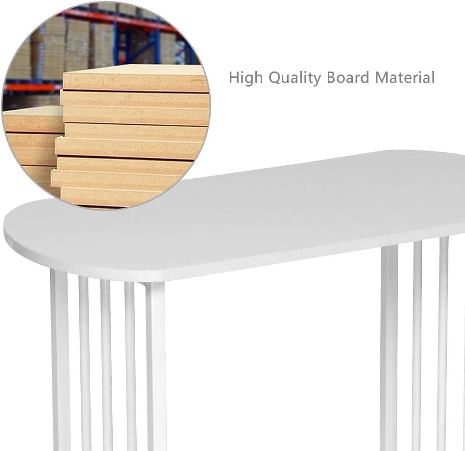 طاولة جانبية ضيقة بيضاوية الشكل من طبقتين من BonChoice لغرفة المعيشة، طاولة نهائية مع مساحة تخزين، 60 × 29 × 52 سم #4