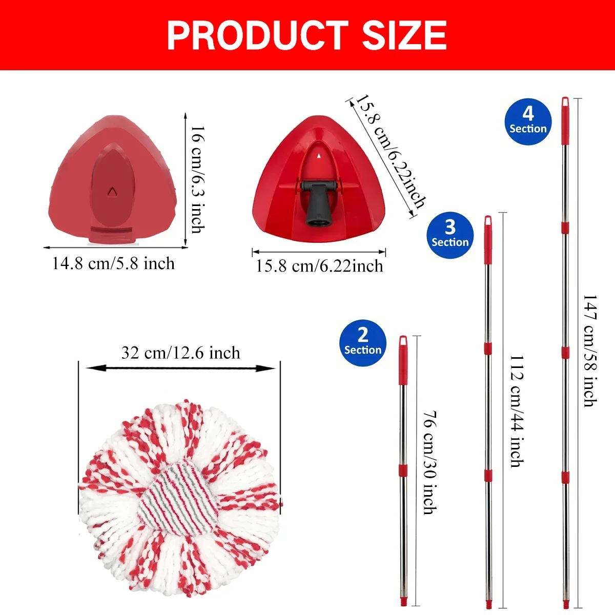 The Replacement of The Rotating Mop Head, Base, And Handle Is Compatible with Vileda/O-Cedar Easywring 1-Tank System