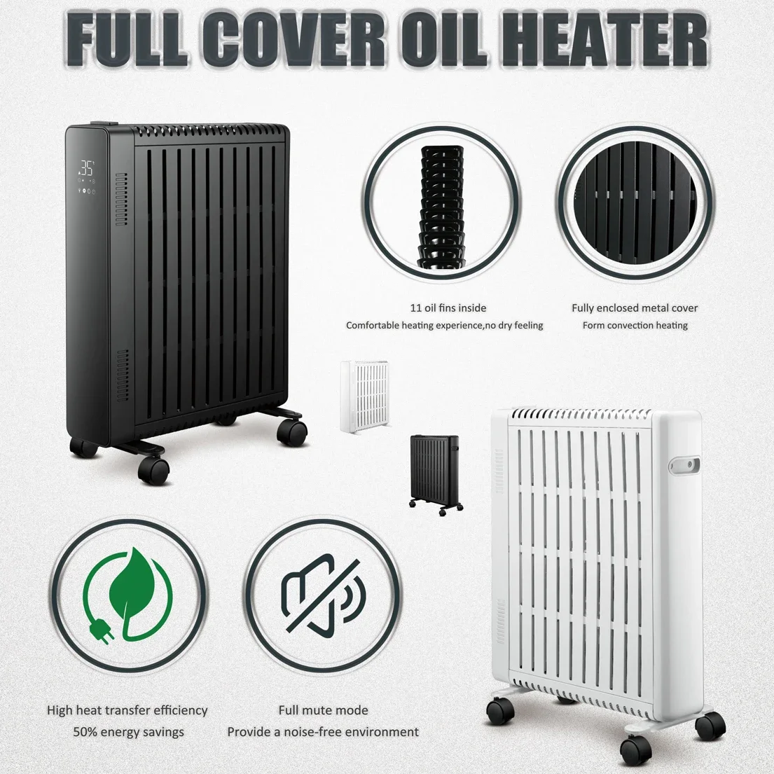 Electric Heaters Wifi 2000W  Bedroom Home Heater Energy Save Full Cover Oil Freestanding Electric Infrared Heater