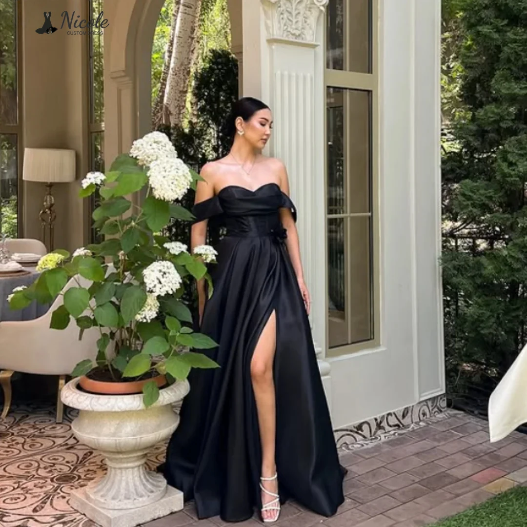 

Nicole Dresses Gala Dress Custom Made Elegant Evening Dresses for Woman Luxury Satin Cloth Line A Candle Ball Gowns Prom Gown