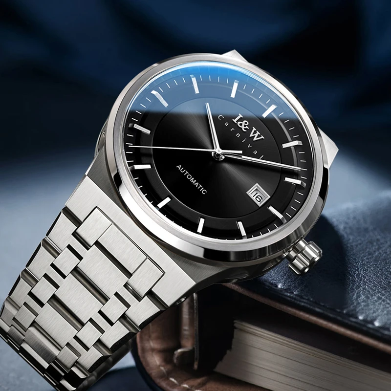 Switzerland Luxury Brand I&W CARNIVAL MIYOTA Automatic Mechanical Men\'s Watches Sapphire Auto Date Luminous Waterproo Clock 612G