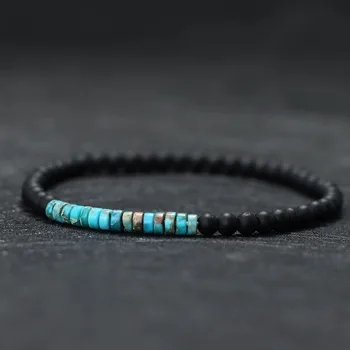 Yeni Minimalist 4mm Boncuk Bilezik Unisex İmparator Oniks Küçük Taş Bilezik Meditasyon Yoga Strand Bilezik Çift Brazalete Pulsera