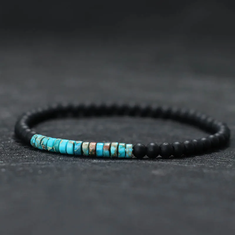Nowa minimalistyczna bransoletka z koralików 4mm unisex cesarz onyks mała bransoletka z kamienia medytacja joga bransoletka ze sznurka para Brazalete Pulsera