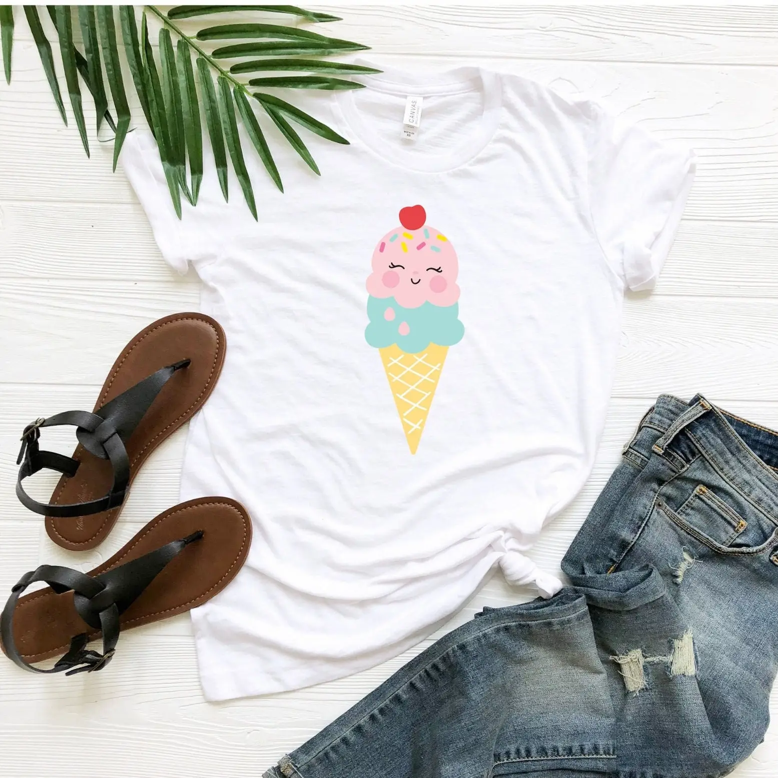 Ice Cream T Shirt Kawaii Cute Summer Beach Lover