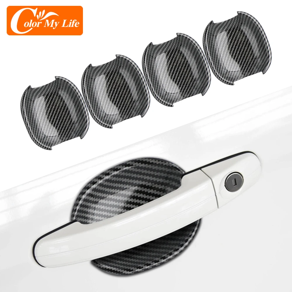 ABS Carbon Fiber Sticker Decoration Exterior Car Door Handle Cover Bowl Trim for Ford Focus 2 3 MK2 MK3 2015-2018 Accessories