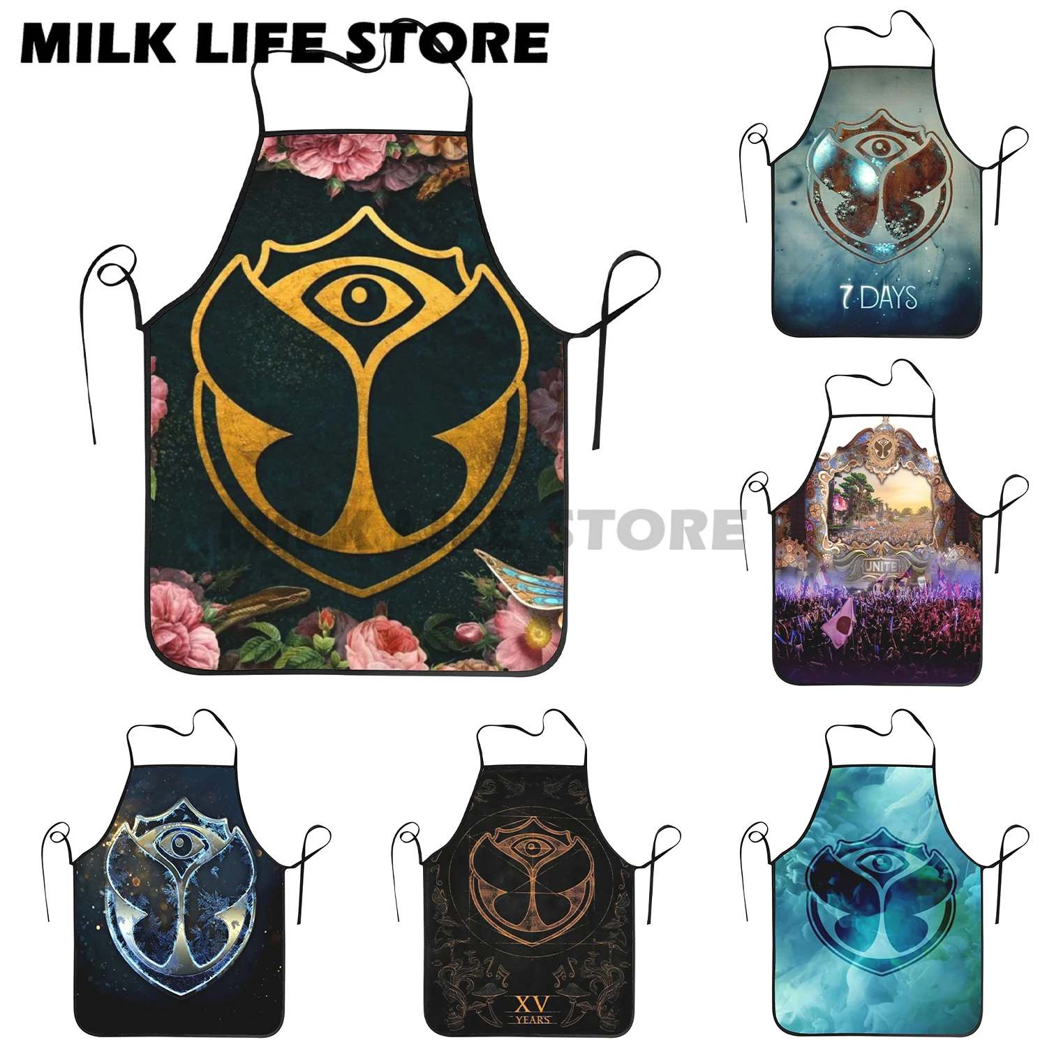 

Funny Tomorrowland Bib Apron Kitchen Chef Belgian Electronic Dance Music Festival Tablier Cuisine for Cooking Baking Painting