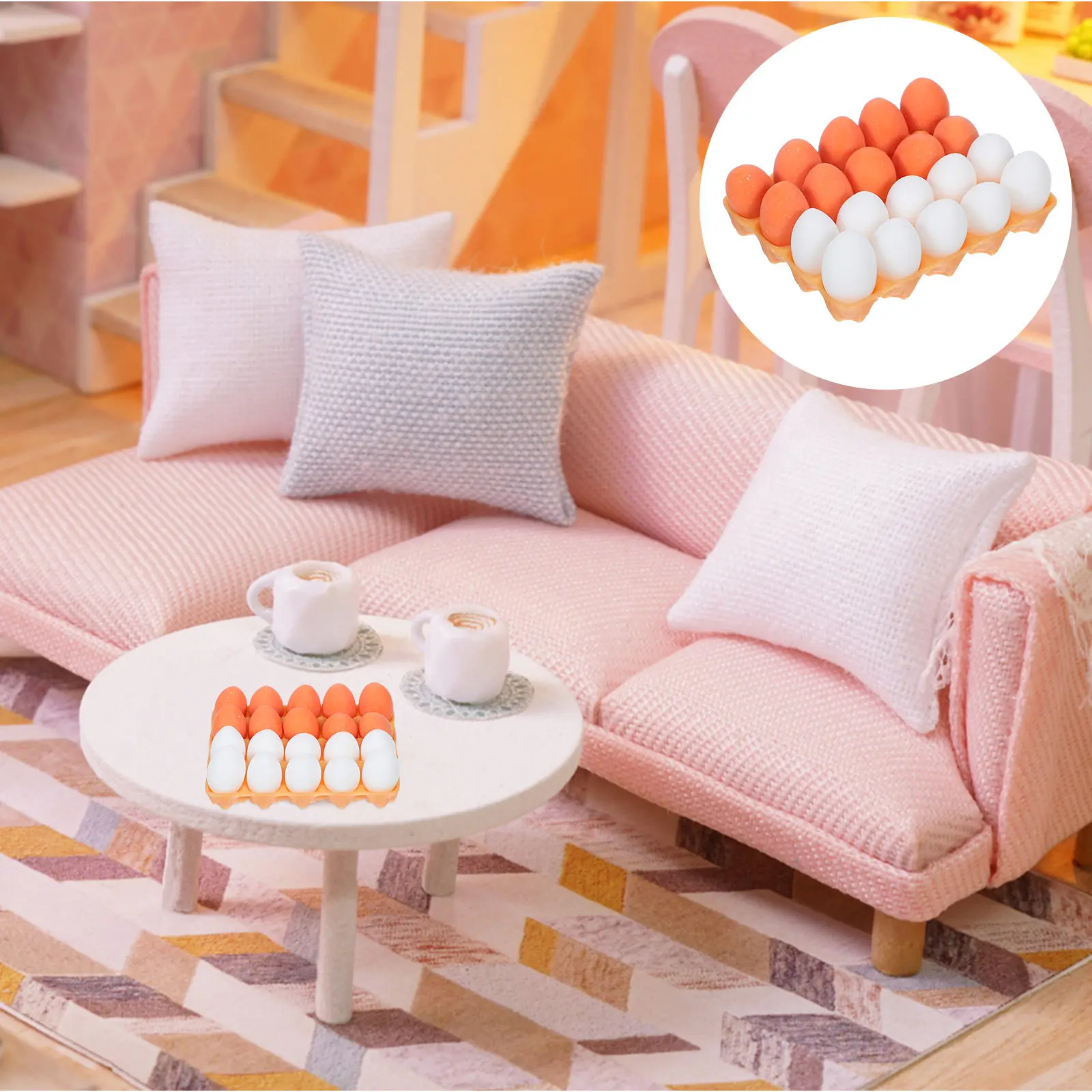 

1Set Microscale Kitchen Accessories 1:12 Mini Egg Container with Authentic Design for Mini Kitchen Scene Decoration Bunny Eggs