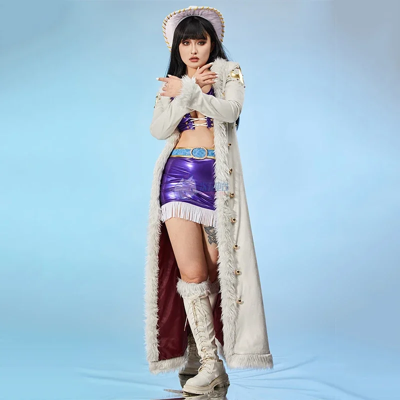 Anime One Piece Nico Robin Miss Allsunday Cosplay Costumes Women Sexy Leather Top Skirt Coat Hat Suit Halloween Carnival Uniform